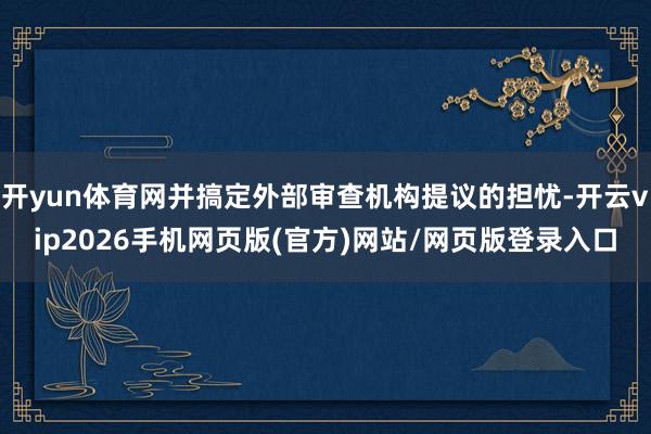 开yun体育网并搞定外部审查机构提议的担忧-开云vip2026手机网页版(官方)网站/网页版登录入口