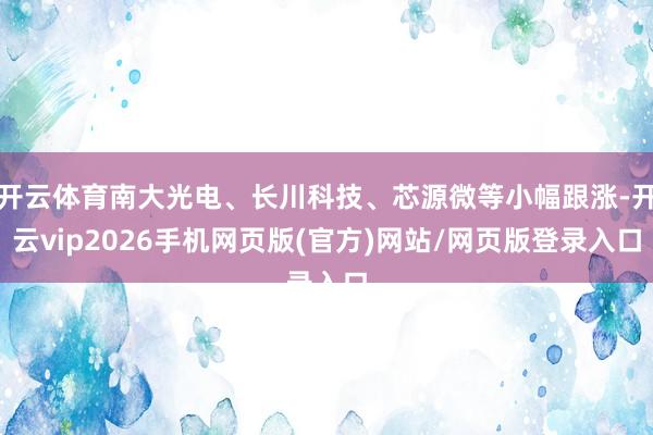开云体育南大光电、长川科技、芯源微等小幅跟涨-开云vip2026手机网页版(官方)网站/网页版登录入口